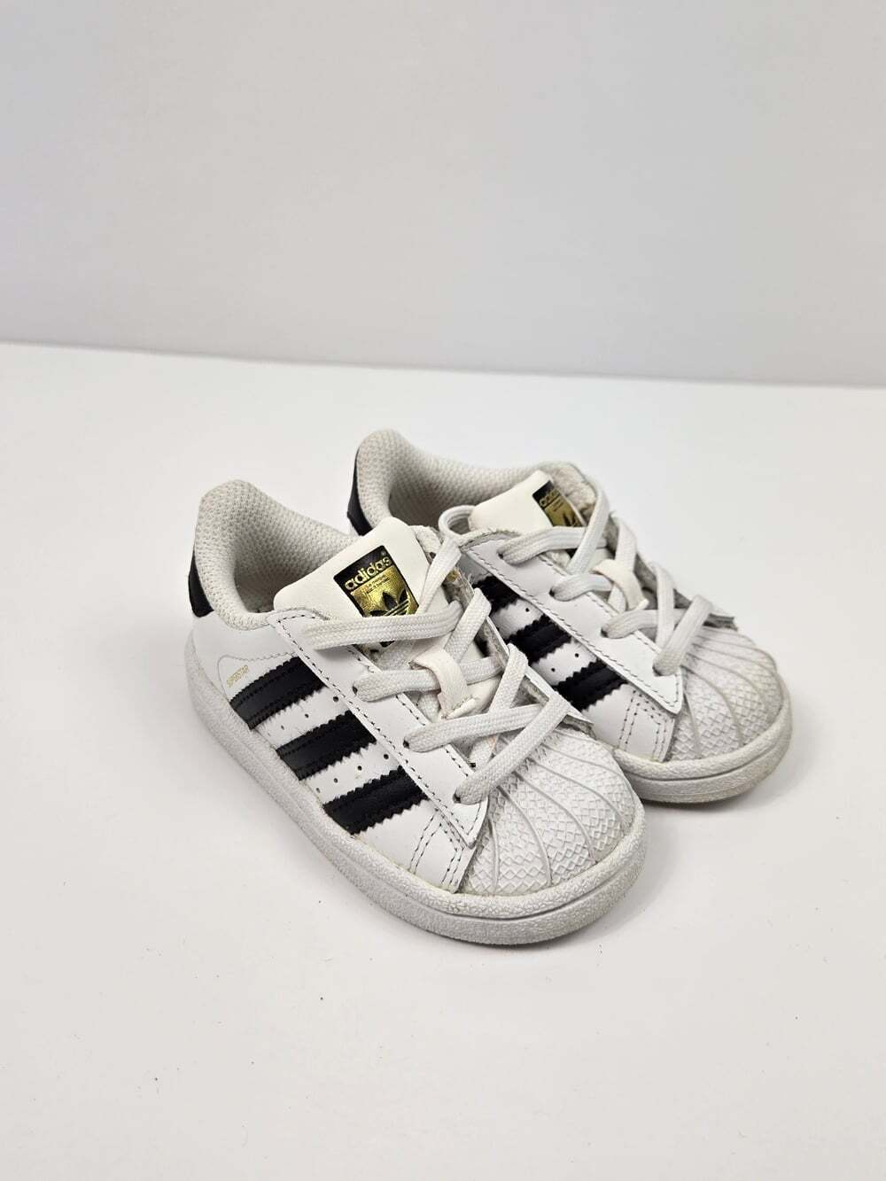 Adidas Superstar Toddler Sneakers White Black Gold Shell Toe Size 5K